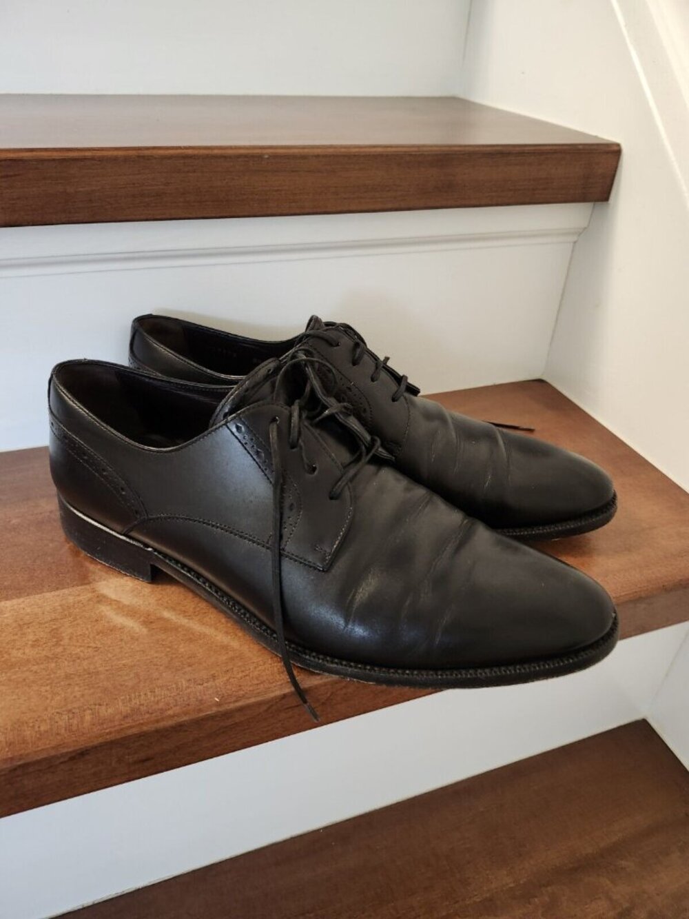 Ermenegildo zegna men's black leather shoes in size 9.5